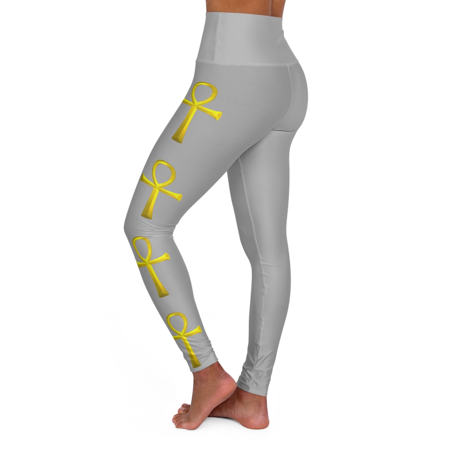 Ankh High Waisted Yoga Healing Leggings (light grey)