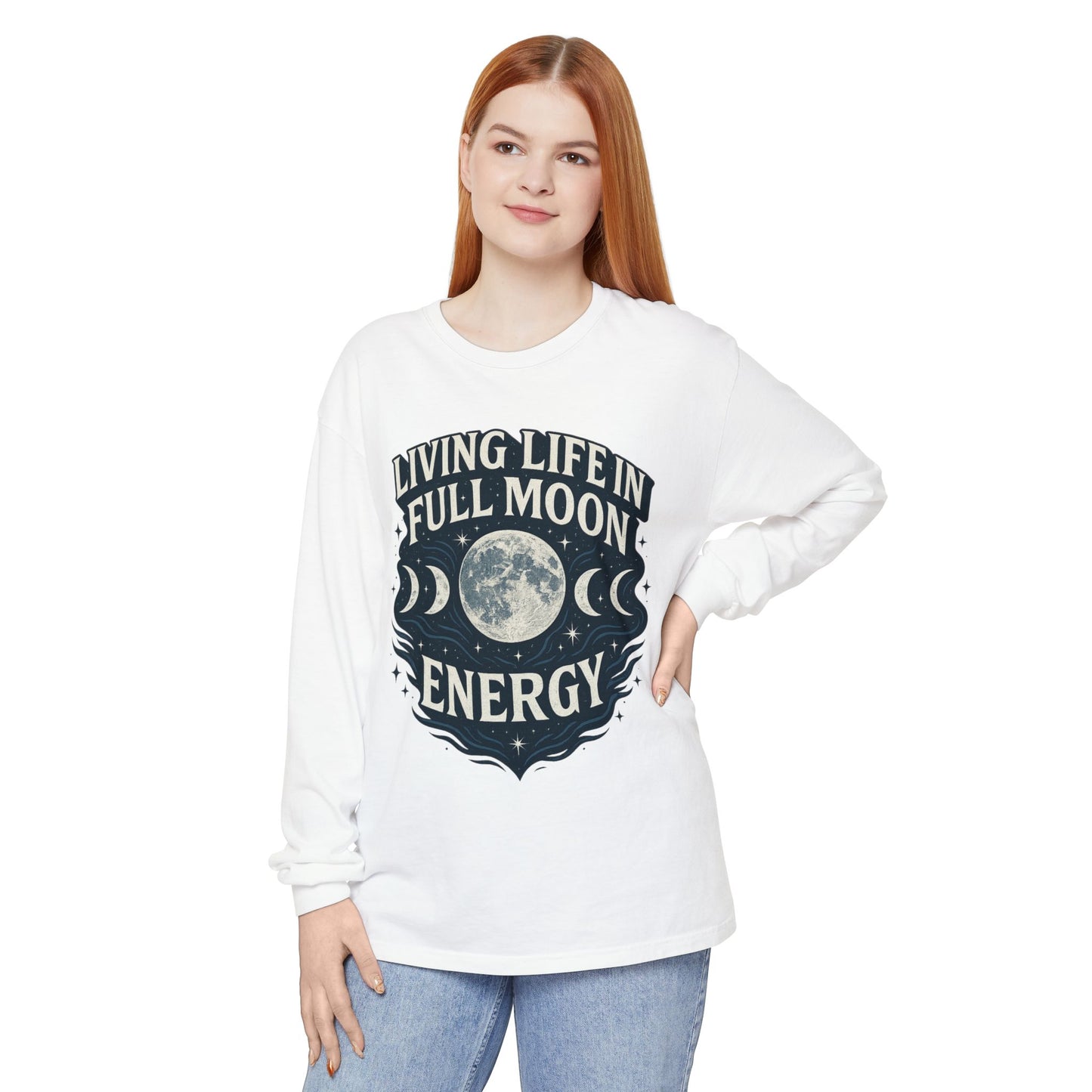 Full Moon Energy Long Sleeve T-Shirt, Celestial Apparel, Gifts for Moon Lovers, Astrology Tee, Spiritual Clothing, Unisex Moon Shirt