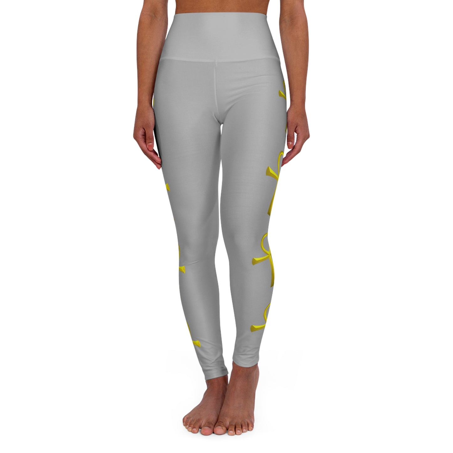 Ankh High Waisted Yoga Healing Leggings (light grey)