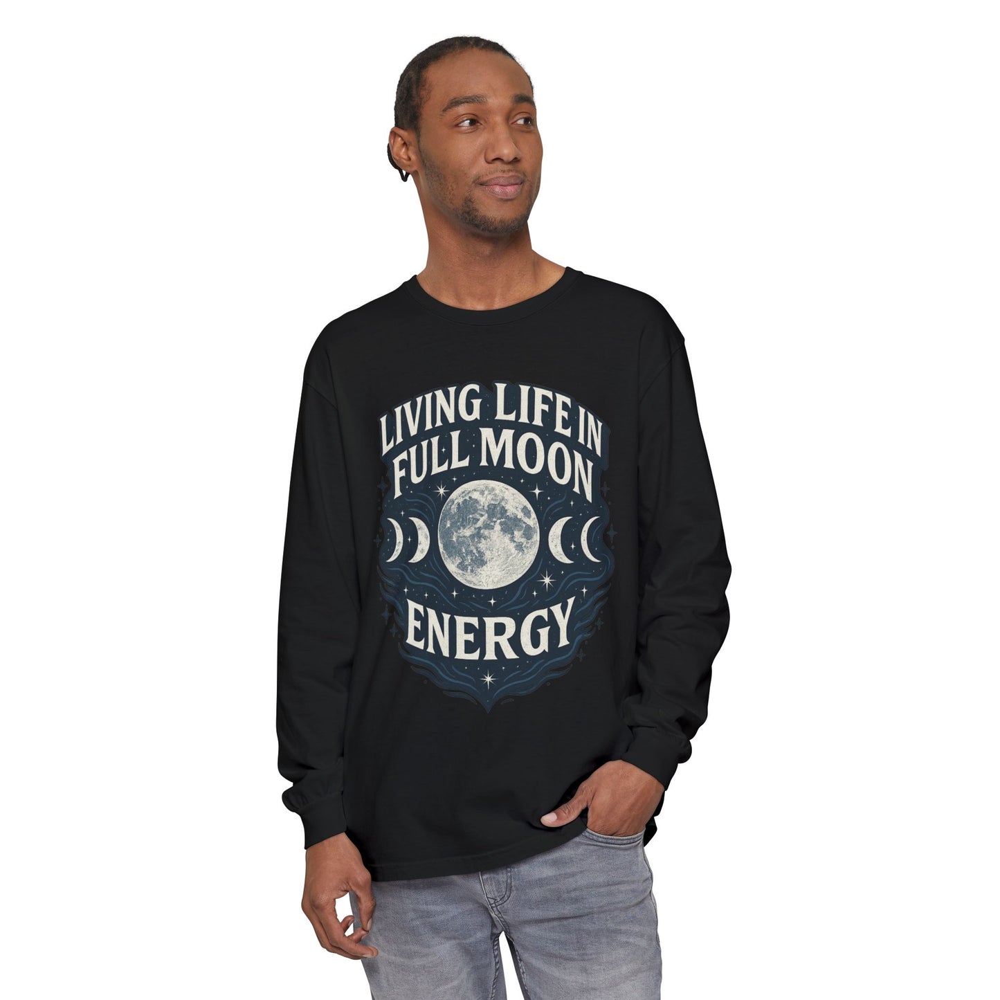 Full Moon Energy Long Sleeve T-Shirt, Celestial Apparel, Gifts for Moon Lovers, Astrology Tee, Spiritual Clothing, Unisex Moon Shirt