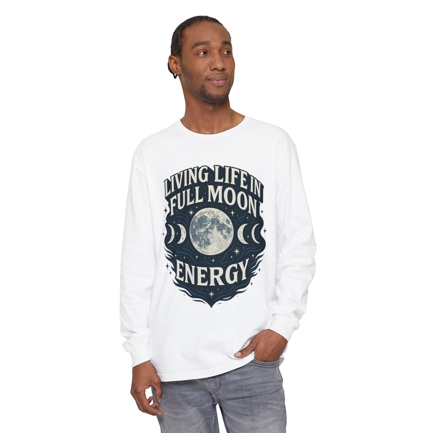 Full Moon Energy Long Sleeve T-Shirt, Celestial Apparel, Gifts for Moon Lovers, Astrology Tee, Spiritual Clothing, Unisex Moon Shirt