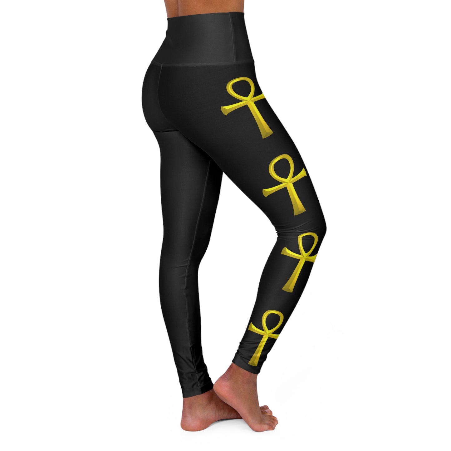 Ankh High Waisted Yoga Healing Leggings (black)