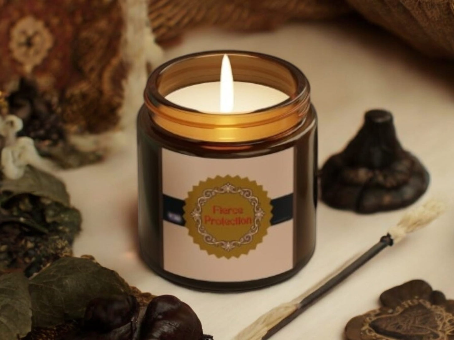 Fierce Protection Scented Soy Candle (Multi-Size, Amber Jar)