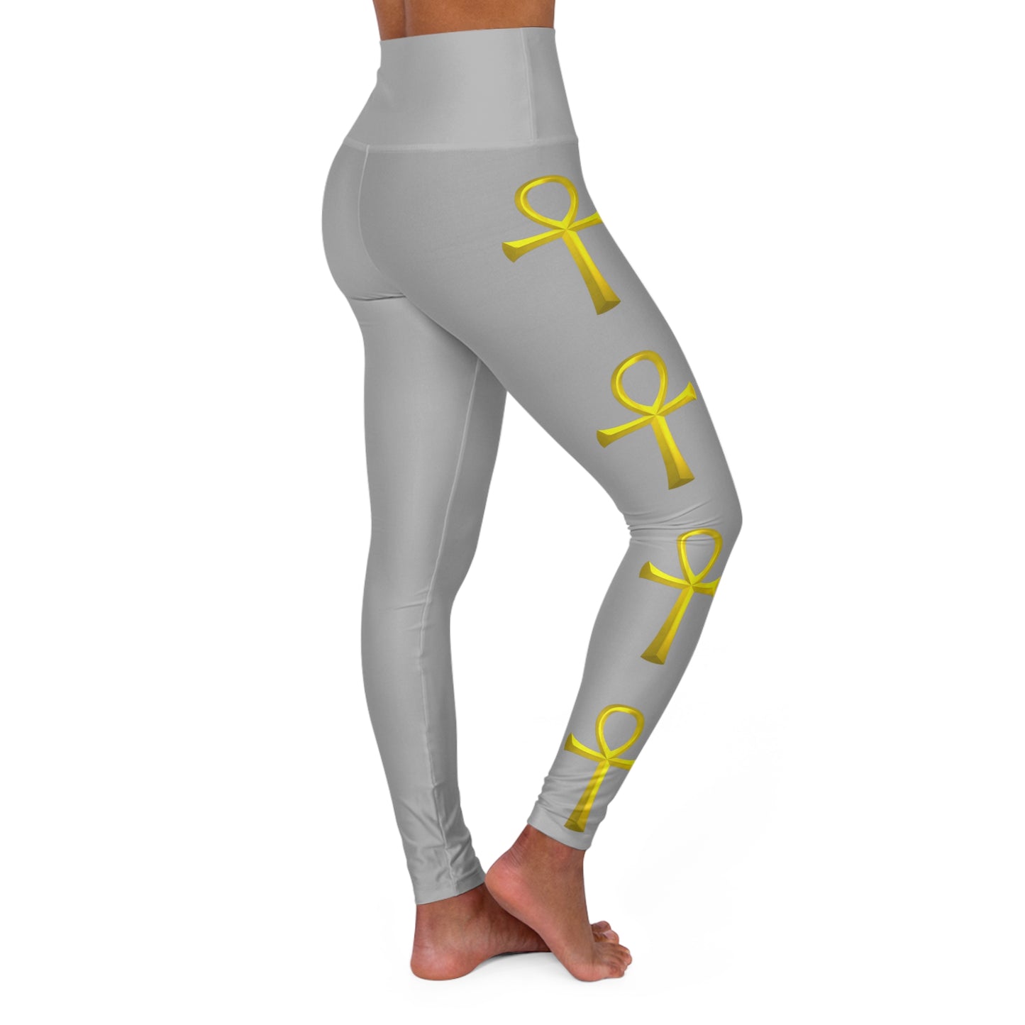 Ankh High Waisted Yoga Healing Leggings (light grey)