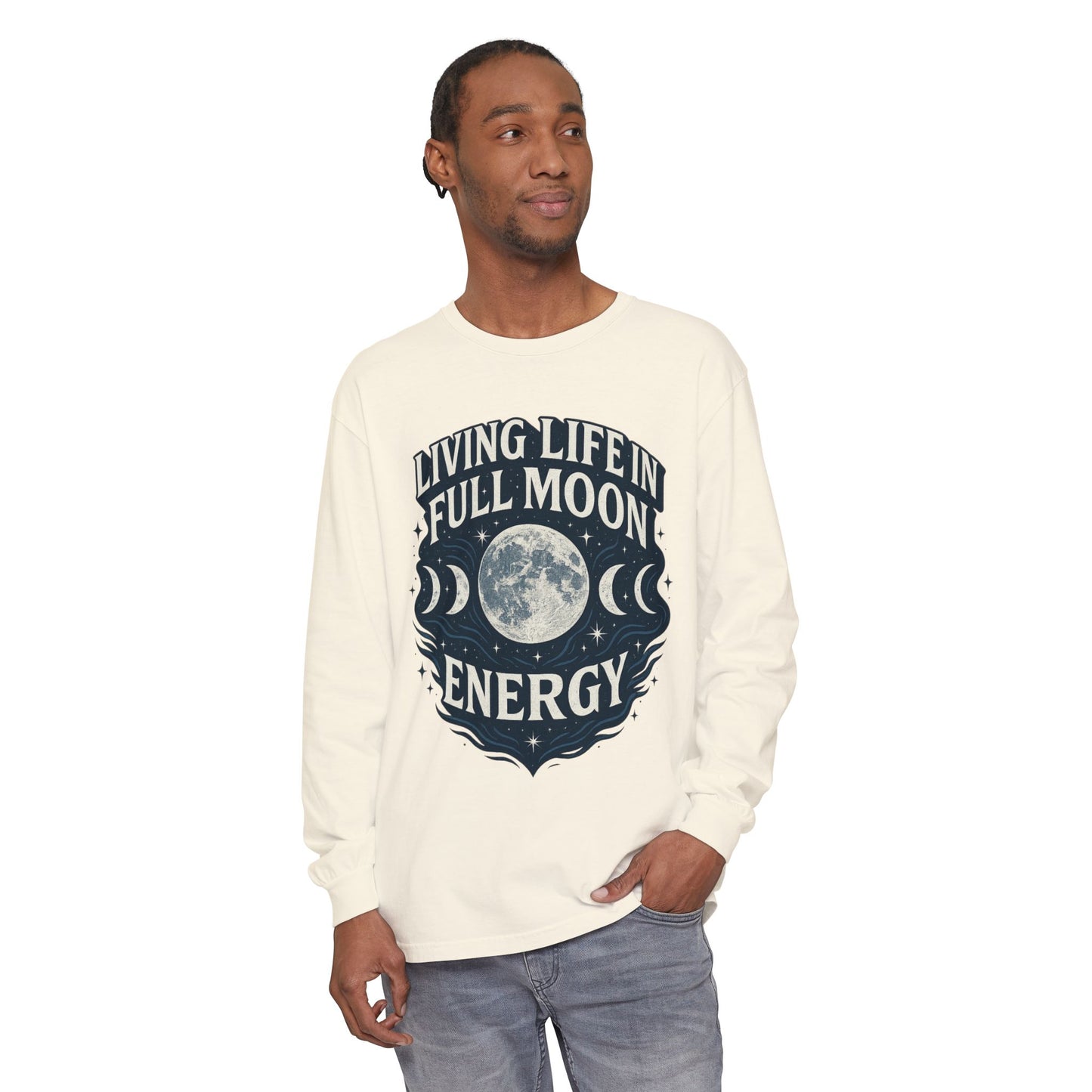 Full Moon Energy Long Sleeve T-Shirt, Celestial Apparel, Gifts for Moon Lovers, Astrology Tee, Spiritual Clothing, Unisex Moon Shirt