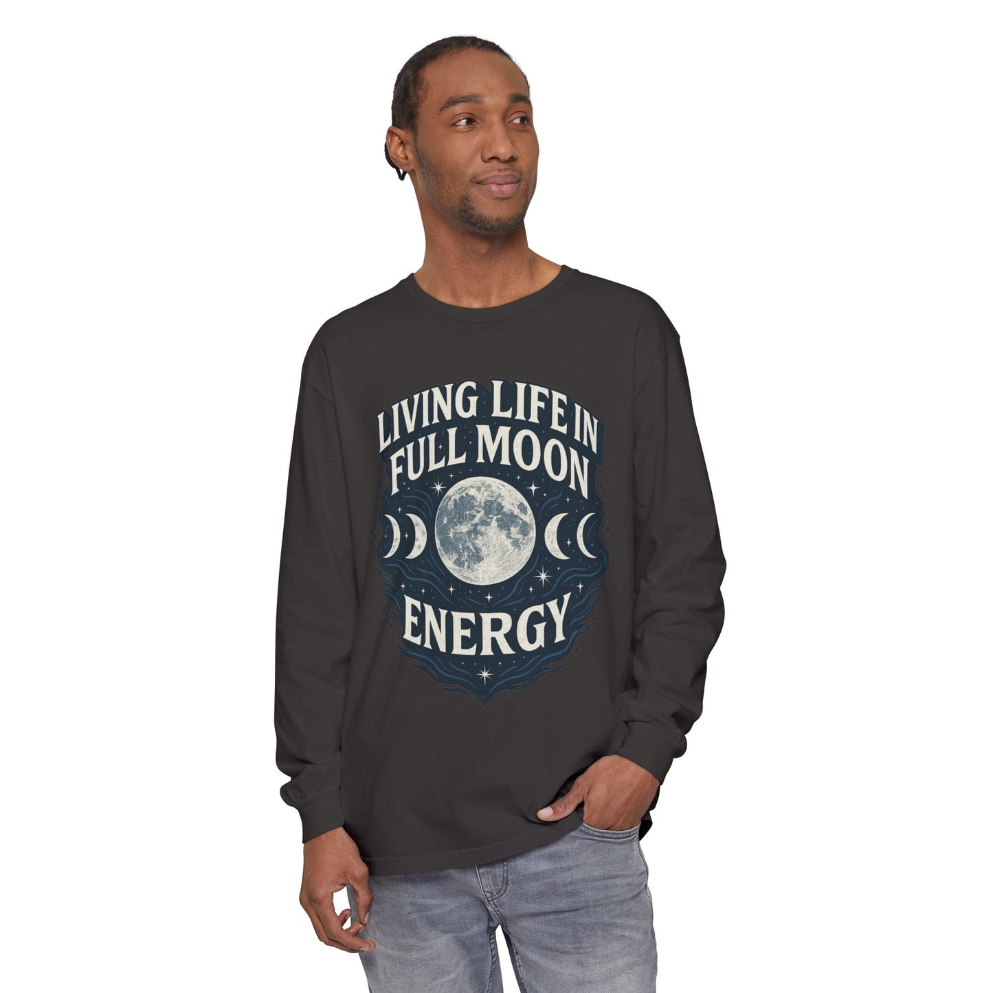 Full Moon Energy Long Sleeve T-Shirt, Celestial Apparel, Gifts for Moon Lovers, Astrology Tee, Spiritual Clothing, Unisex Moon Shirt