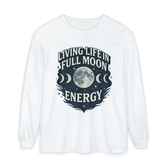 Full Moon Energy Long Sleeve T-Shirt, Celestial Apparel, Gifts for Moon Lovers, Astrology Tee, Spiritual Clothing, Unisex Moon Shirt