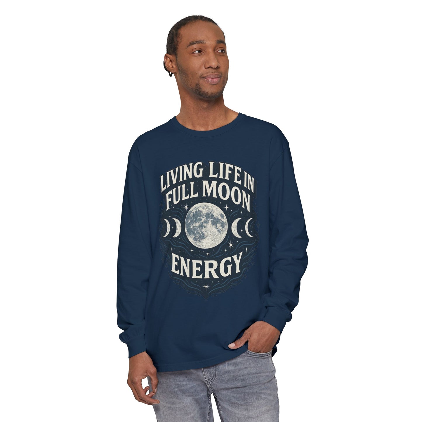 Full Moon Energy Long Sleeve T-Shirt, Celestial Apparel, Gifts for Moon Lovers, Astrology Tee, Spiritual Clothing, Unisex Moon Shirt