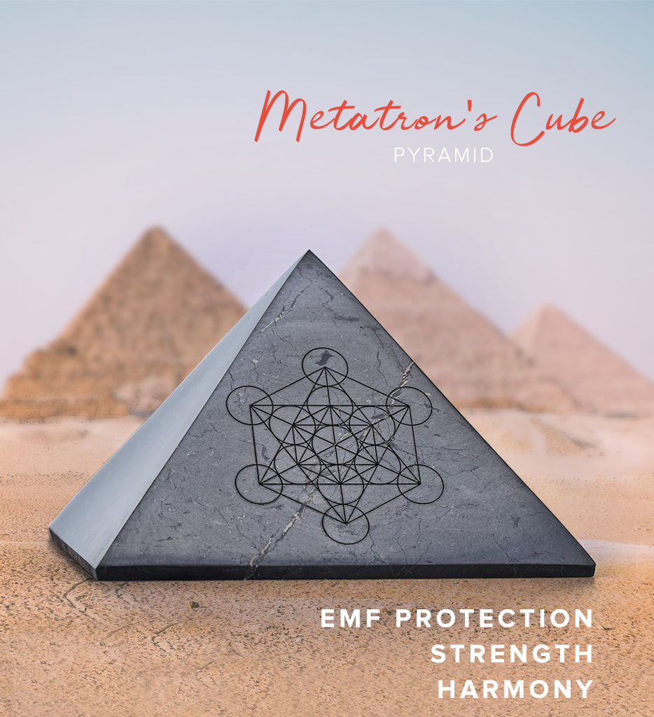 Shungite Healing & Protection PYRAMID with Metatron's Cube