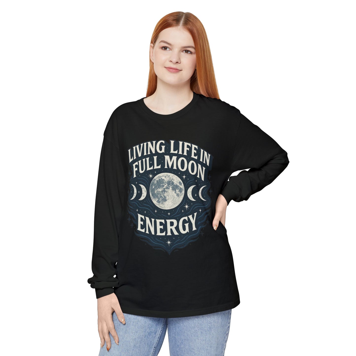 Full Moon Energy Long Sleeve T-Shirt, Celestial Apparel, Gifts for Moon Lovers, Astrology Tee, Spiritual Clothing, Unisex Moon Shirt