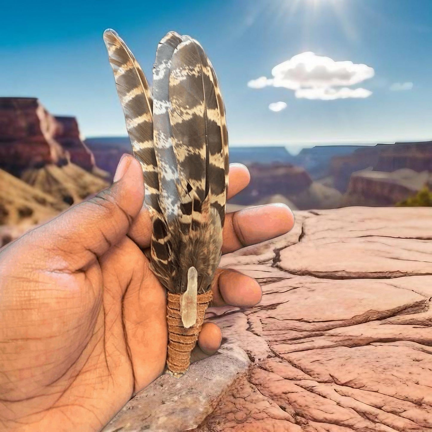 Shaman Energy Clearing Feather Fan 7"