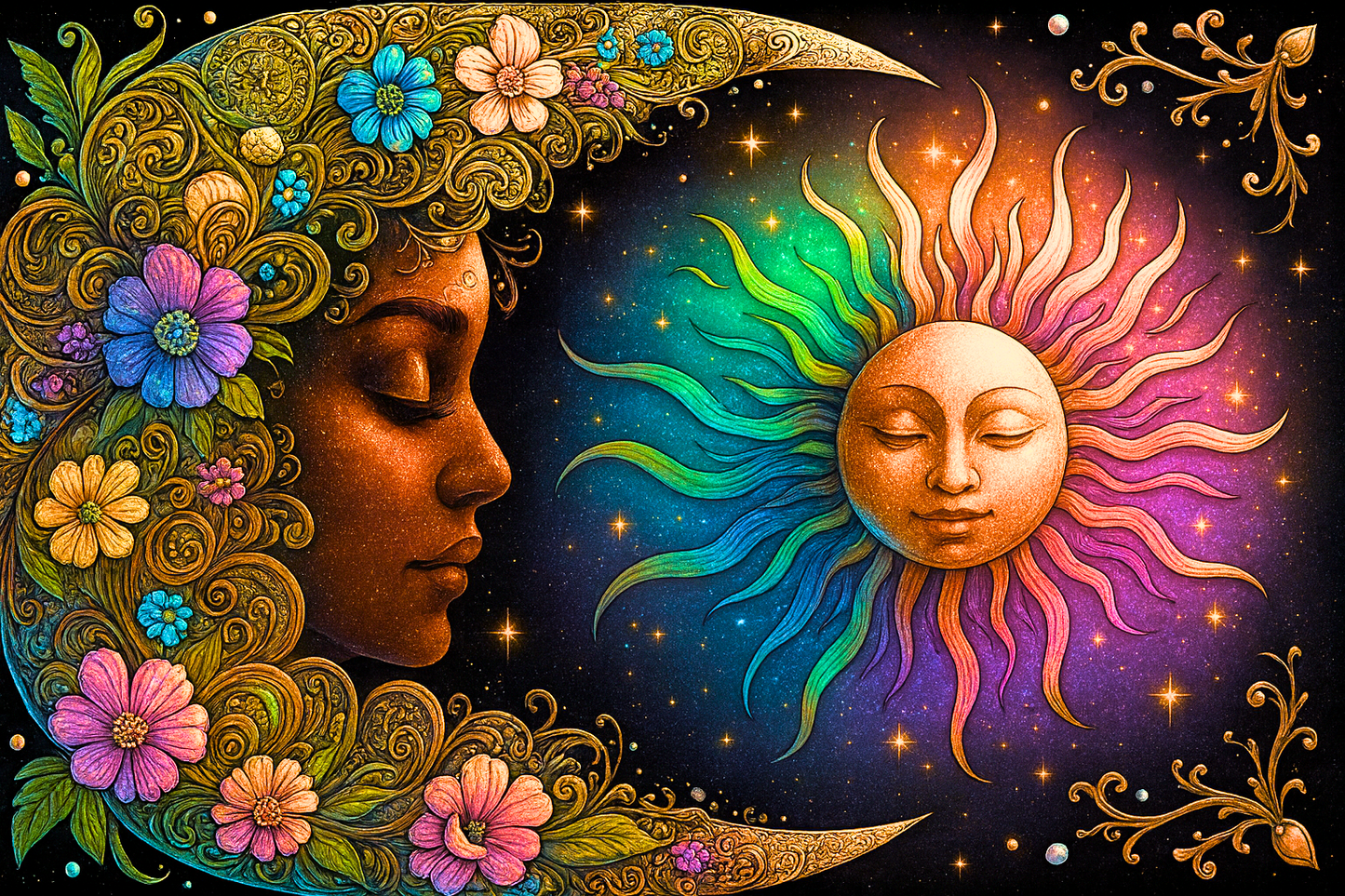 Tarot Cloth- Bohemian Moon and Sun