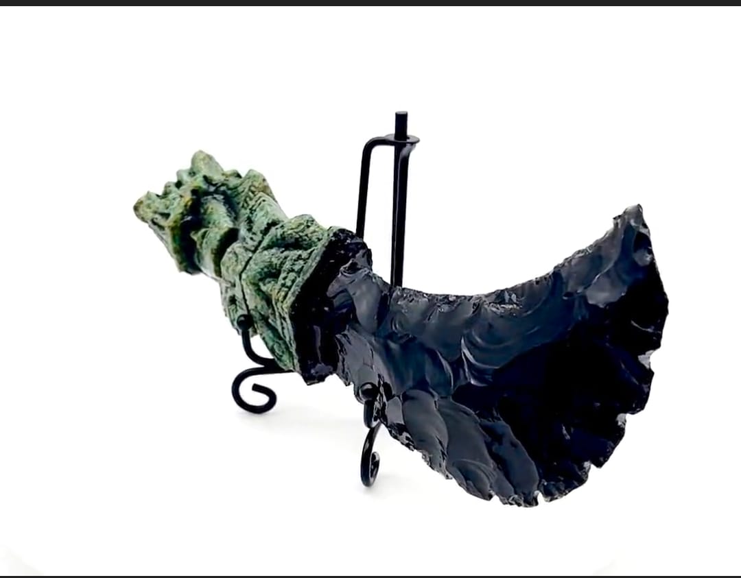 Mayan Obsidian Ritual Knife (Energy Clearing & Removal) -Large with Stand