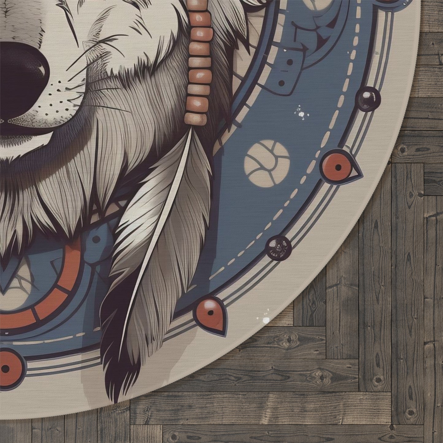 Sacred Wolf Round Meditation/Ritual Rug