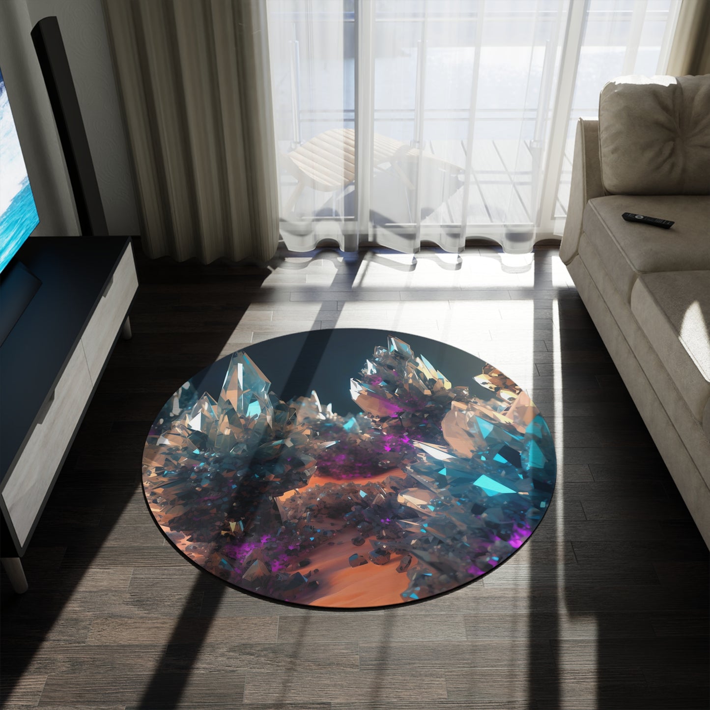 Crystals Round Meditation/Ritual Rug