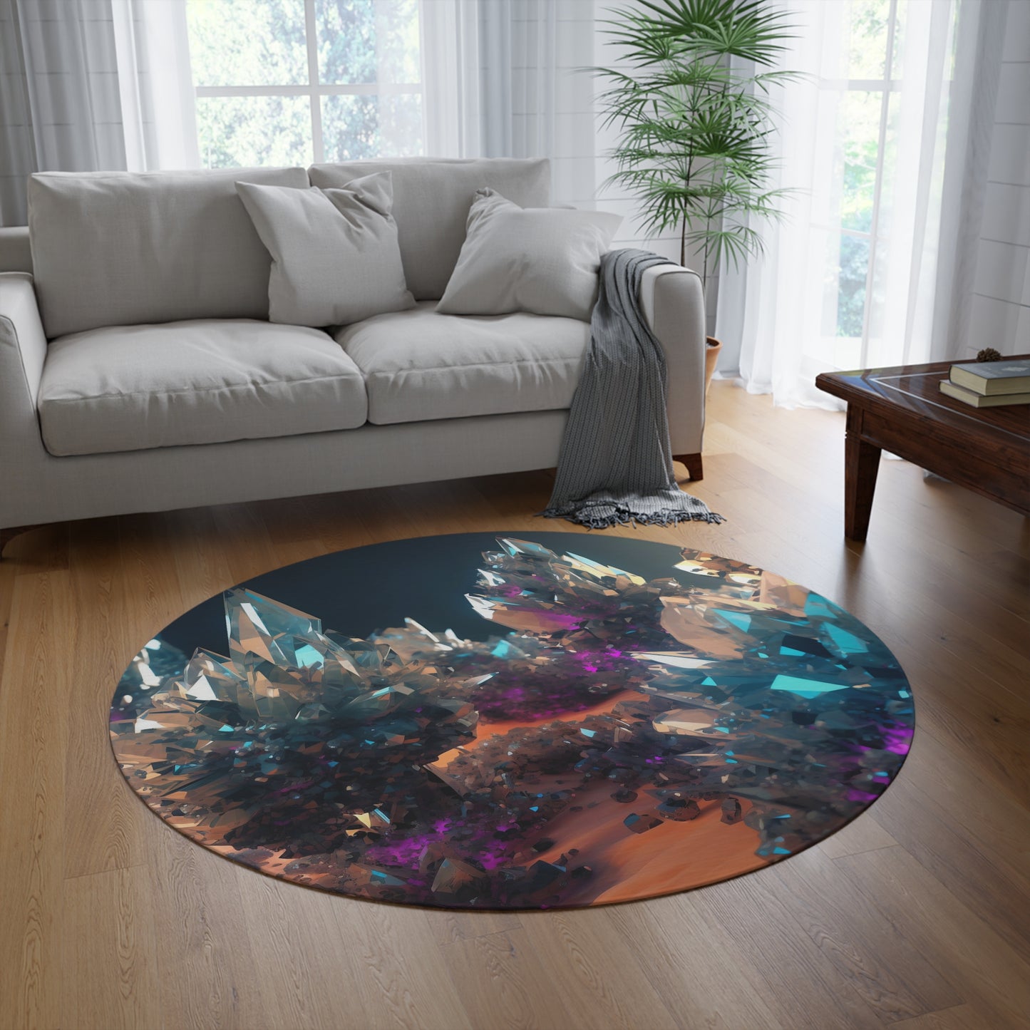 Crystals Round Meditation/Ritual Rug