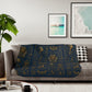 Egyptian Luxurious Sherpa Blanket - blue and gold- protection prosperity healing