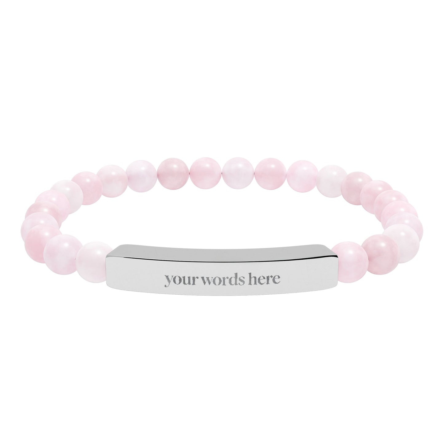 2026 Word of the Year Custom Engravable Natural Stone Stretch Bead Bracelet — Personalized Bar Bracelet