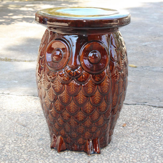 Owl Spirit Animal Ceramic Garden Stool