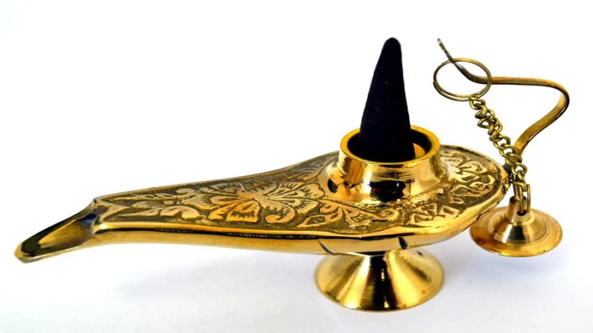 Mini  Brass Genie cone Burner and  Lamp -5"
