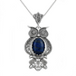 Filigree Art Owl Necklace- Lapis Lazuli