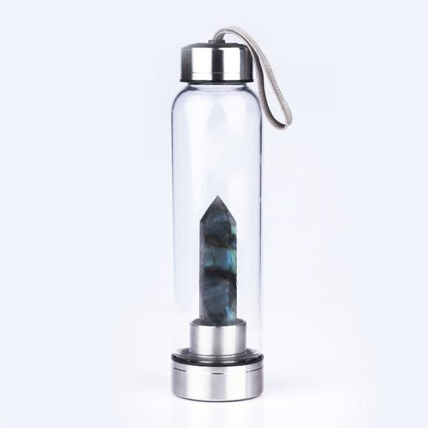 Gemstone Infused Glass Water Bottle
