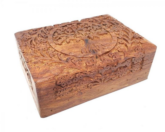 Tree of Life Hand Carved Wood Amplifier Box 5"x7"