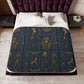Egyptian Luxurious Sherpa Blanket - blue and gold- protection prosperity healing