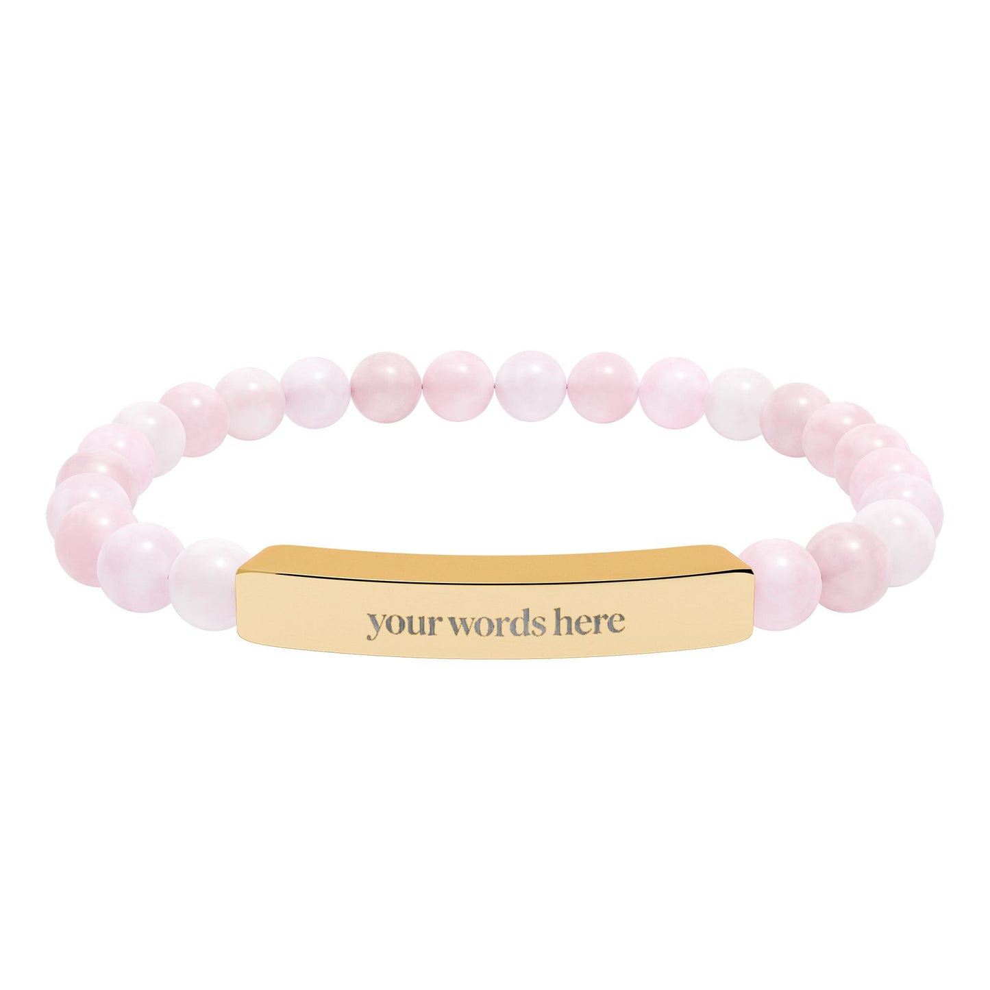 2026 Word of the Year Custom Engravable Natural Stone Stretch Bead Bracelet — Personalized Bar Bracelet