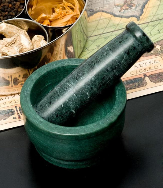 Green Marble mortar & pestle set