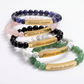 2026 Word of the Year Custom Engravable Natural Stone Stretch Bead Bracelet — Personalized Bar Bracelet