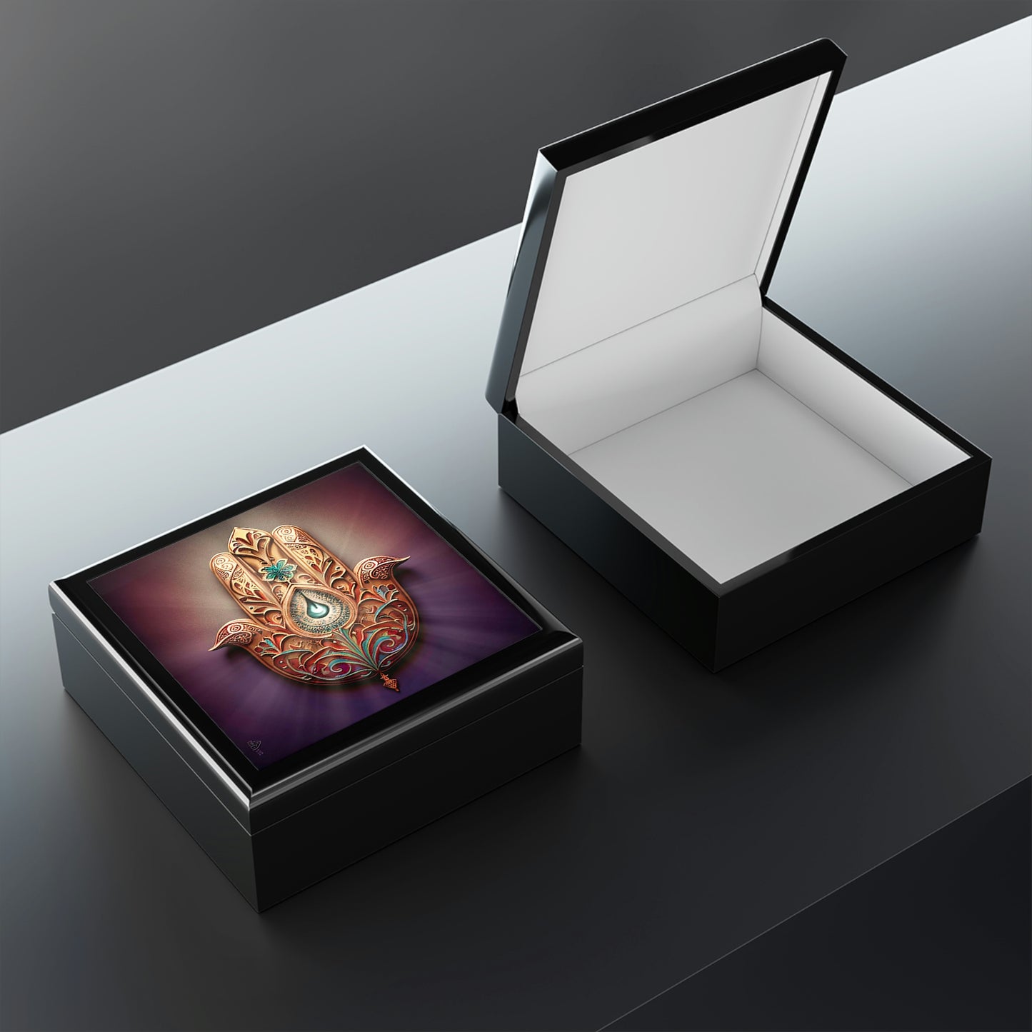 Crystal Amplifier Box- Hand of Fatima, Hamsa