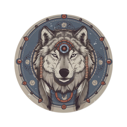 Sacred Wolf Round Meditation/Ritual Rug